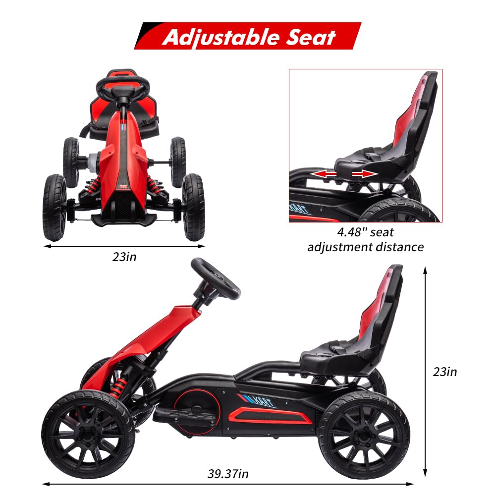 Garvee Ride - P Series: 12V Electric Go Kart for Kids,7Ah Battery Powered Car for Toddlers, Adjustable Seat, High/Low Variable Speeds,EVA Wheels, for 3-6 Years - Red