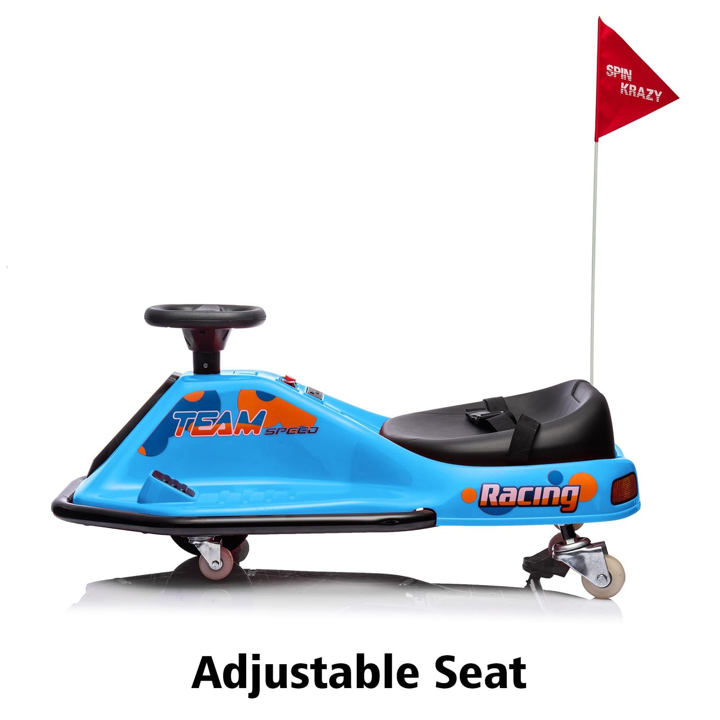 Garvee Ride - P Series: 360 Degrees Rotating Ride On Drift Car,Electric Drifting Go Kart,24V Ride On Race Car,Variable Speed for Kids,Simplified Drift System,Flashing Lights, Flag, Music - Blue