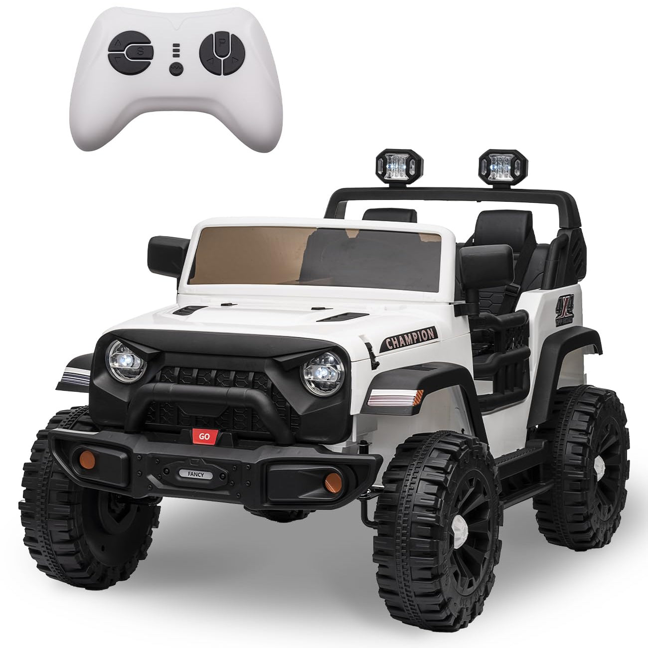 Garvee Ride - P Series: 24V Ride On Car 2 Seater For Kids Age 3+ , XL Electric Vehicles for Big Kids with 20" Wide Seat, 3 Speed, 2x200W Powerful Motor, Suspension, Bluetooth, Music,Power Wheels with Parent Control for Kids to Drive - White