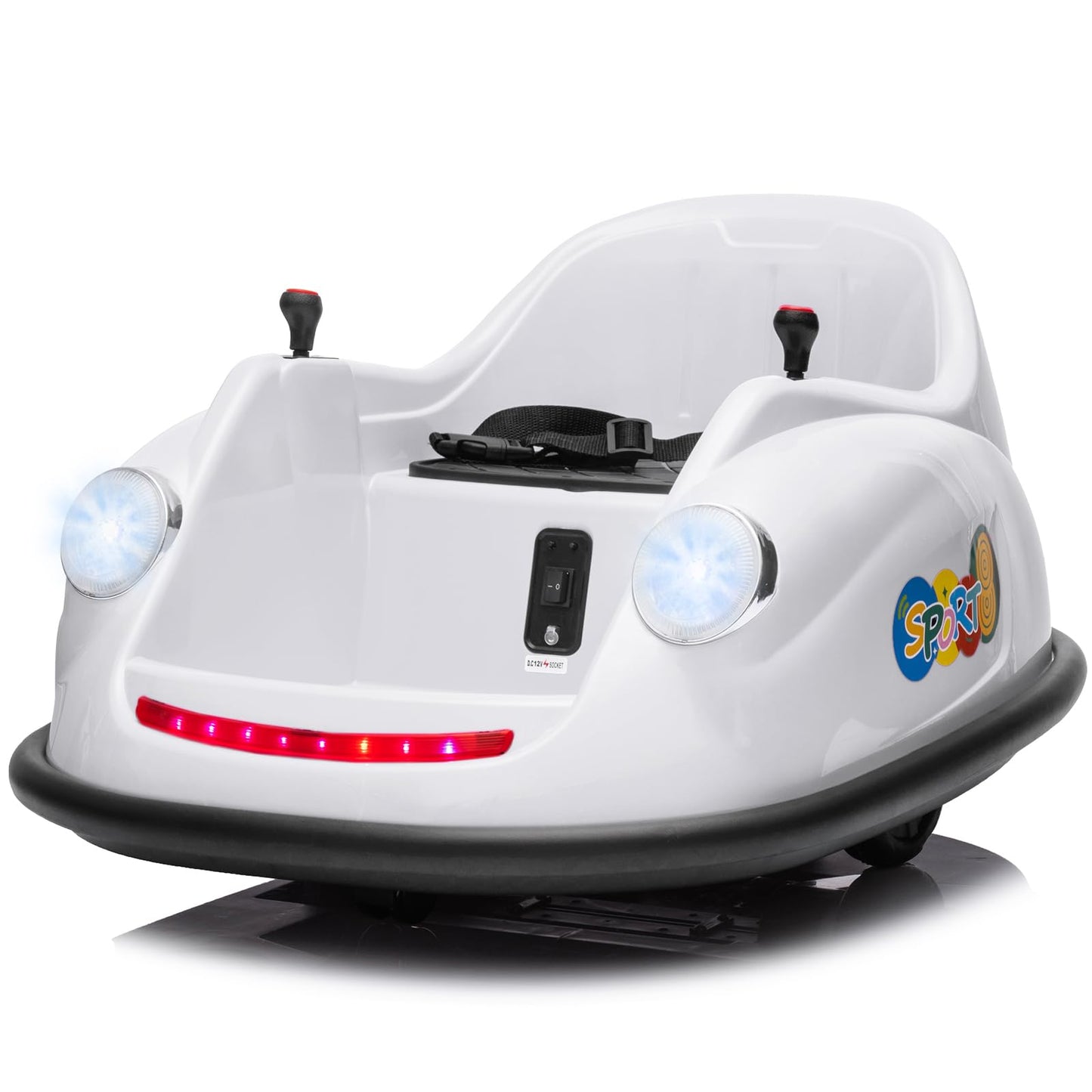 Garvee Ride - P Series: 12V Battery Car for Kids W/Parent Remote, Led Lights, 2-Speed, 360°Spin - White