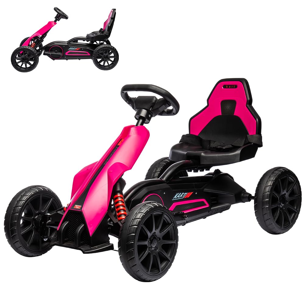 Garvee Ride - P Series: 12V Electric Go Kart for Kids,7Ah Battery Powered Car for Toddlers, Ajustable Seat, High/Low Variable Speeds,EVA Wheels, for 3-6 Years - Pink