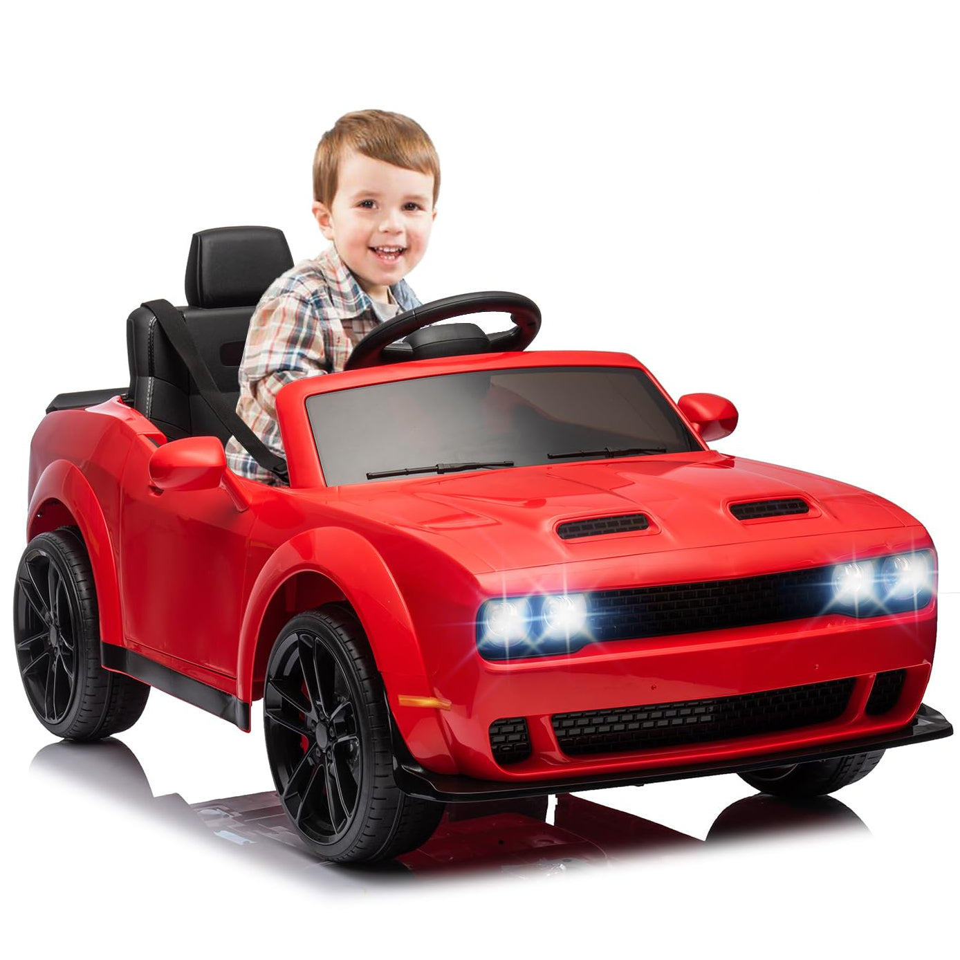 Garvee Ride - P Series: 12V Electric Vehicles Battery Powered with Remote Control, LED Lights, Bluetooth, MP3 for Boys Girls - Red