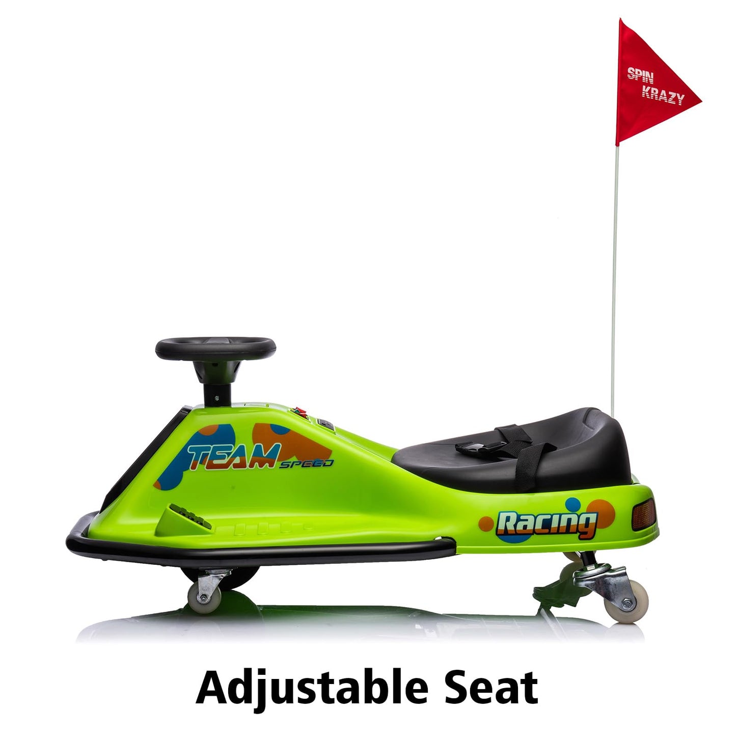 Garvee Ride - P Series: 360 Degrees Rotating Ride On Drift Car,Electric Drifting Go Kart,24V Ride On Race Car,Variable Speed for Kids,Simplified Drift System,Flashing Lights, Flag, Music - Green