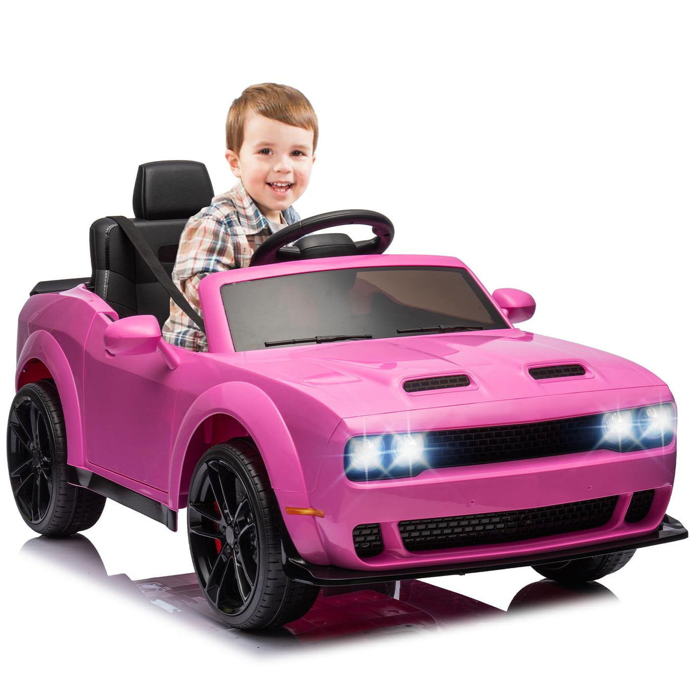Garvee Ride - P Series: 12V Electric Vehicles Battery Powered with Remote Control, LED Lights, Bluetooth, MP3 for Boys Girls - Pink