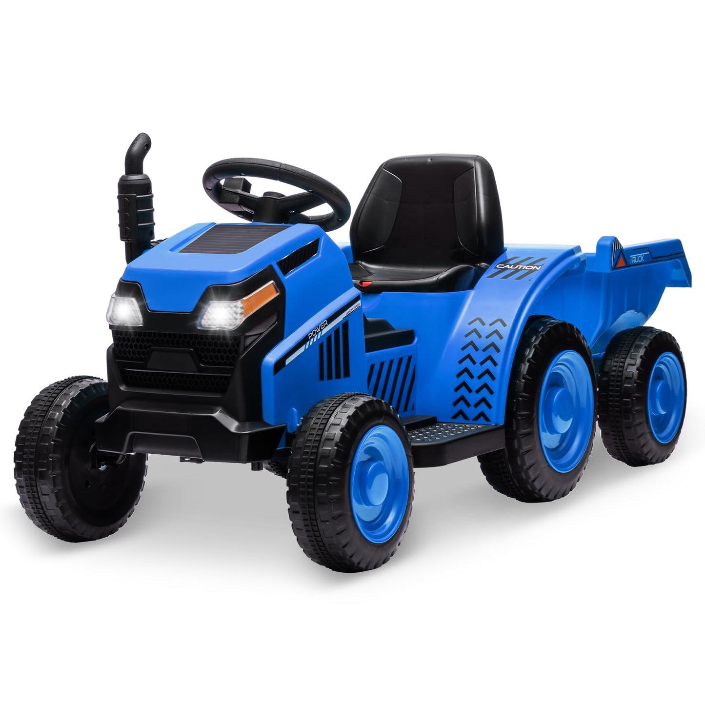 Garvee Ride - P Series: Kids Ride on Tractor with Trailer, Kids’ Electric Vehicles with Wear-Resistant Wheels, LED Headlights, Music & USB Port, Kids Ride on Car Toys for Toddlers Kids, Blue