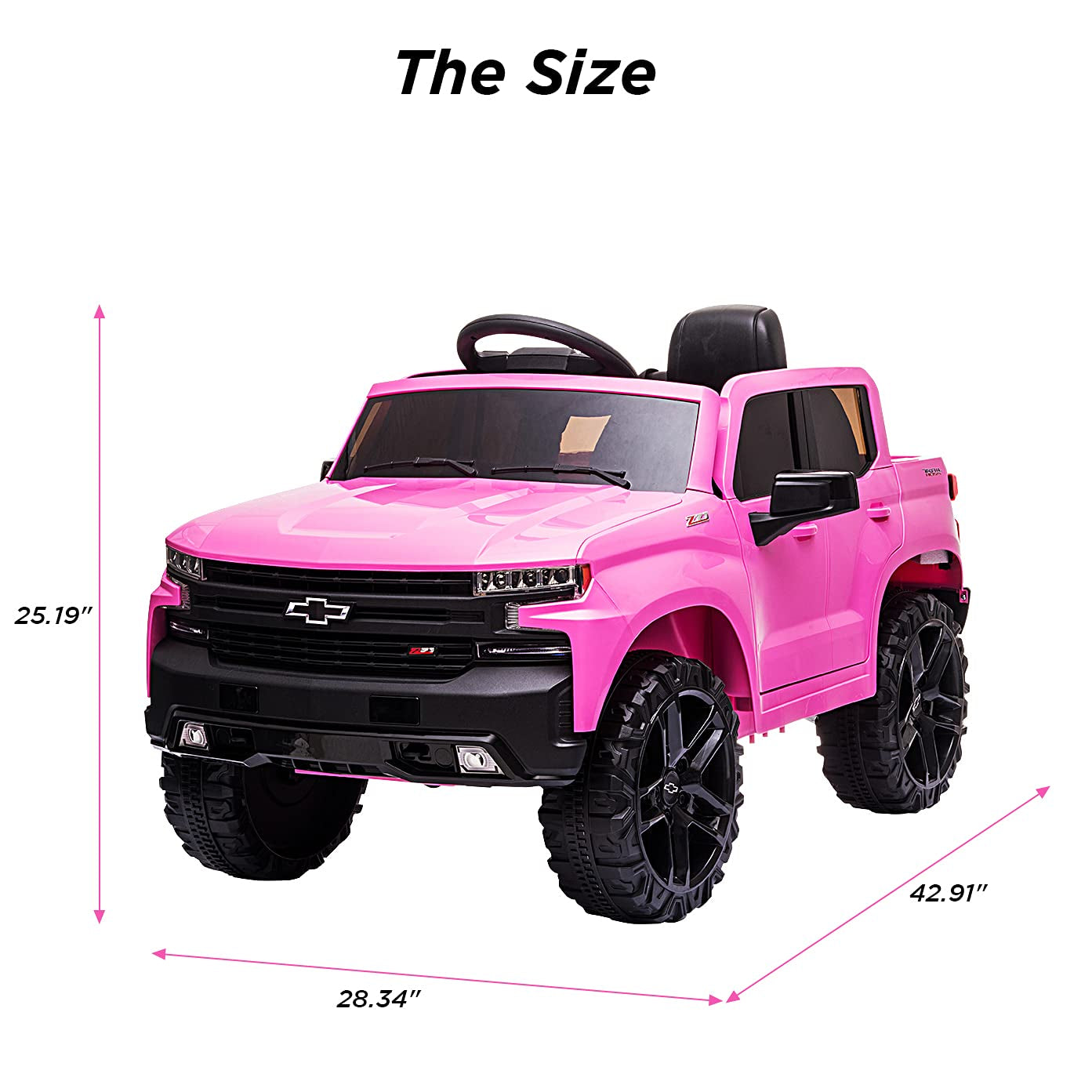 Garvee Ride - P Series: 12V Ride on Car with Remote Control, Battery Powered Licensed Chevrolet Silverado GMC Kids Ride On Truck, Toddler Electric Vehicles Toys,Music,FM,Bluetooth, Spring Suspension, LED Light - Pink