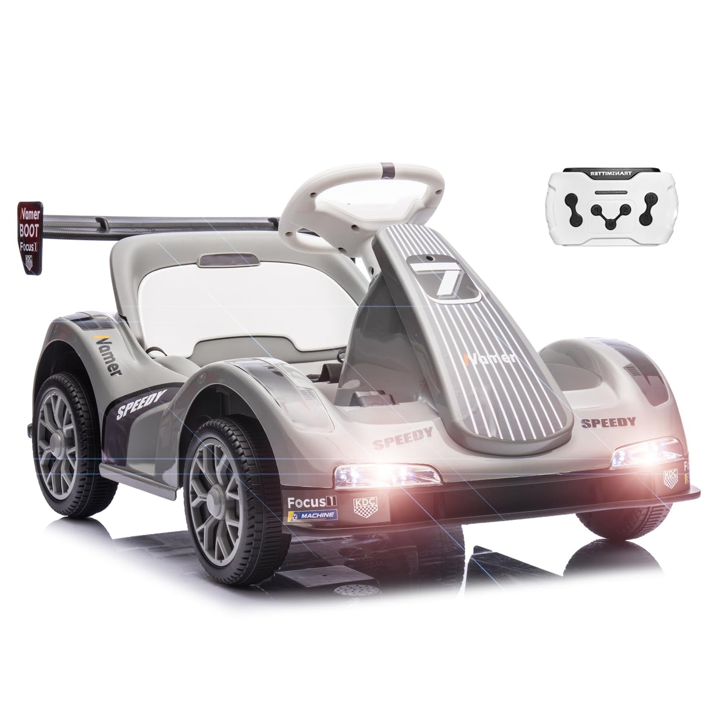 Garvee 6V Electric Racer Go Kart for Kids with 2.4G Remote Control & Pedal Operation, Safety Belt, Music, USB, Compact 20x20x18"