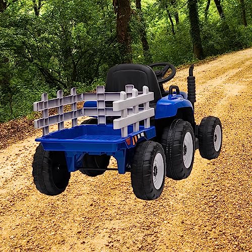 Garvee Ride - P Series: 12V Electric Tractor & Trailer for Kids, 3-6 Yrs - With RC - Blue / 35W