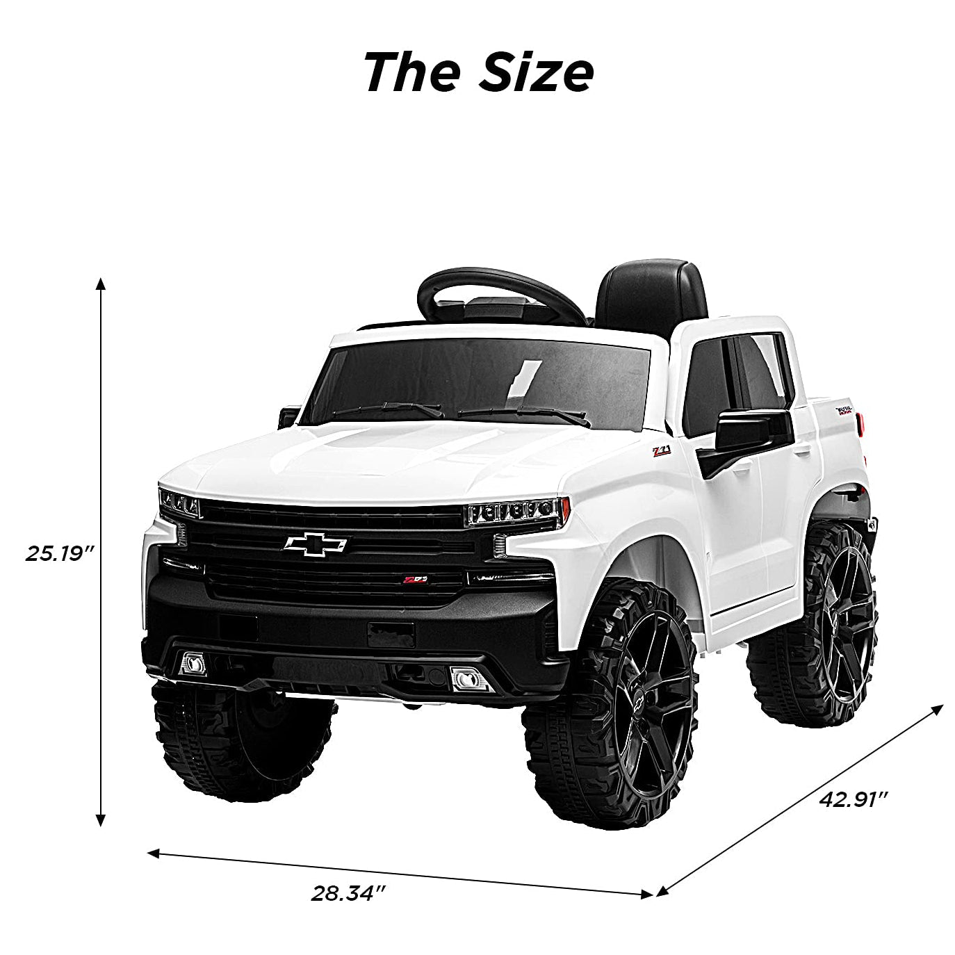 Garvee Ride - P Series: 12V Ride on Car with Remote Control, Battery Powered Licensed Chevrolet Silverado GMC Kids Ride On Truck, Toddler Electric Vehicles Toys,Music,FM,Bluetooth, Spring Suspension, LED Light - White
