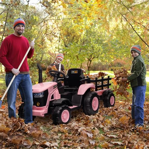 Garvee Ride - P Series: 12V Remote Control Tractor for Kids with 7-LED & Safety Belt - Pink