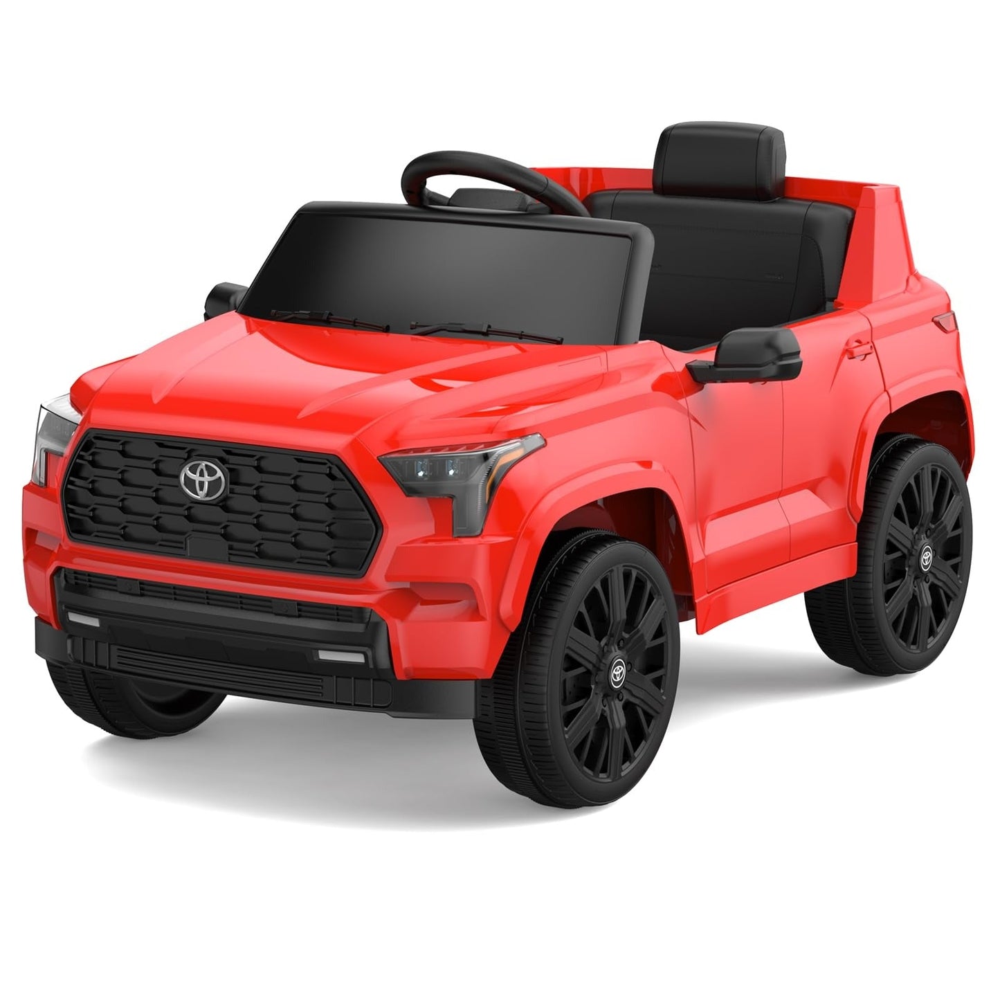 Garvee Ride on Truck Car, 12V Licensed Toyota Electric Cars for Kids, Ride on Toys with Remote Control, Spring Suspension, LED Lights, Bluetooth, 3 Speeds - Red