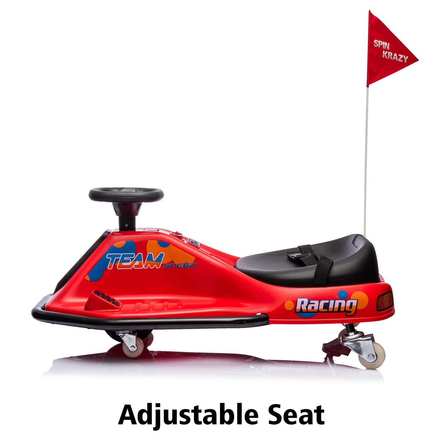 Garvee Ride - P Series: 360 Degrees Rotating Ride On Drift Car,Electric Drifting Go Kart,24V Ride On Race Car,Variable Speed for Kids,Simplified Drift System,Flashing Lights, Flag, Music - Red