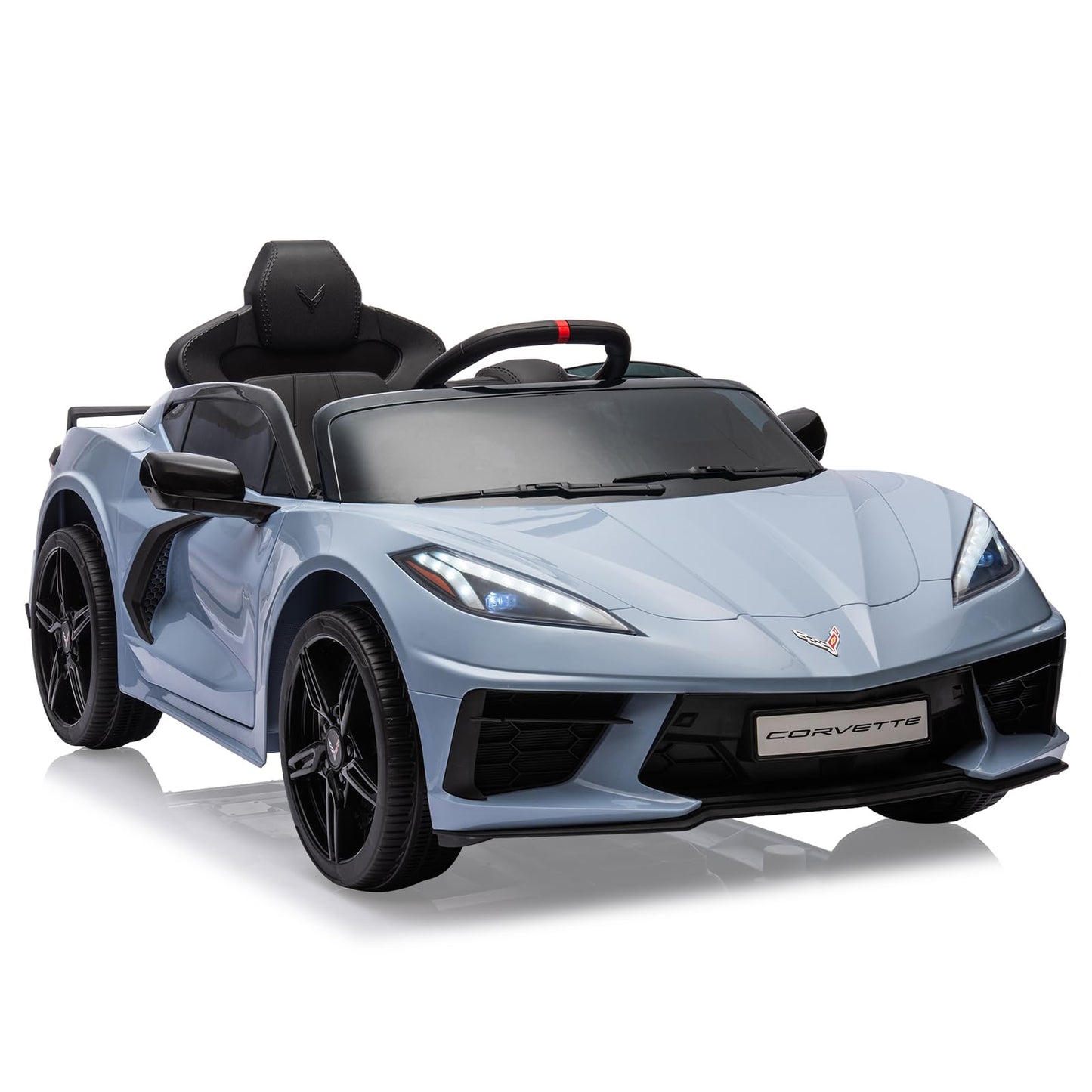 Garvee Ride - P Series: 12V Kids Ride on Car Licensed Corvette Battery Powered Car Toddles Electric Sports Car Toy with Remote Control, Visual Dashboard, LED Lights, Music, Gifts for Boys Girls, Light Blue
