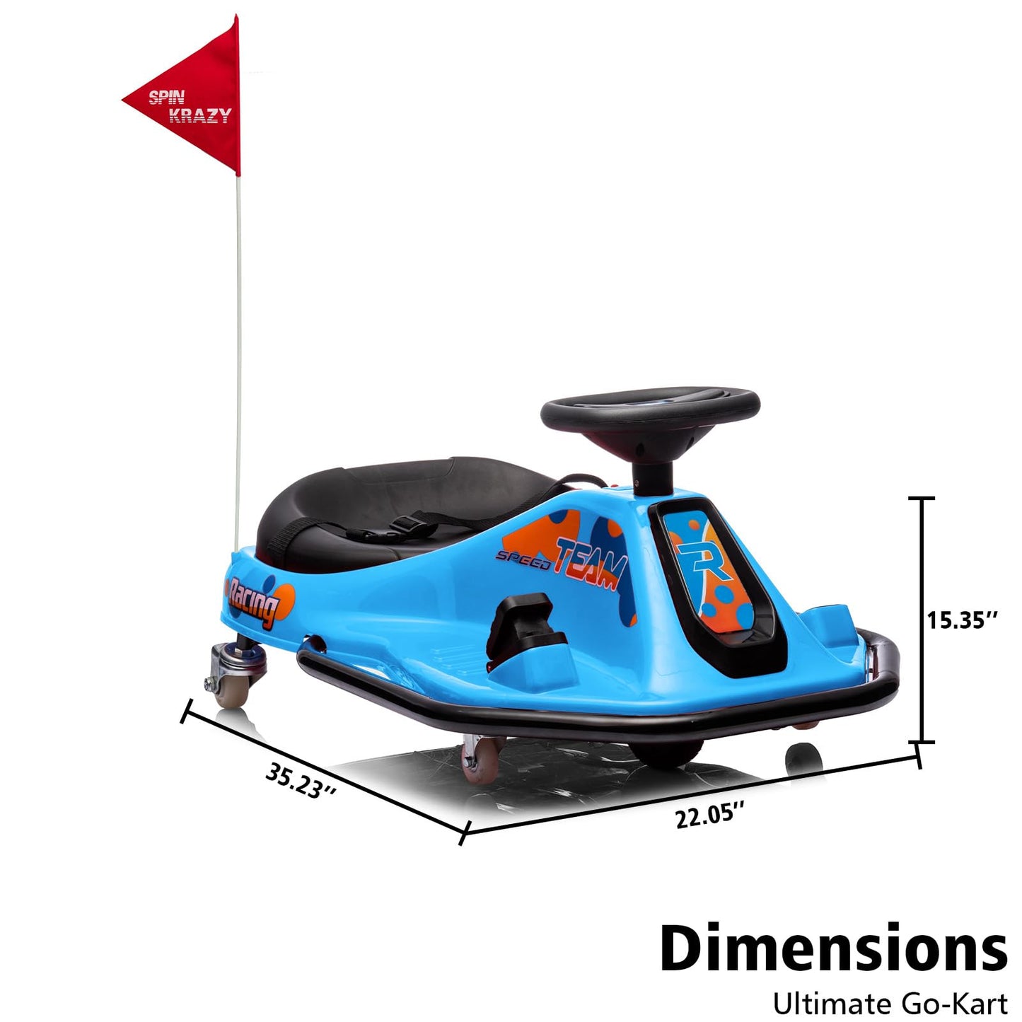 Garvee Ride - P Series: 360 Degrees Rotating Ride On Drift Car,Electric Drifting Go Kart,24V Ride On Race Car,Variable Speed for Kids,Simplified Drift System,Flashing Lights, Flag, Music - Blue