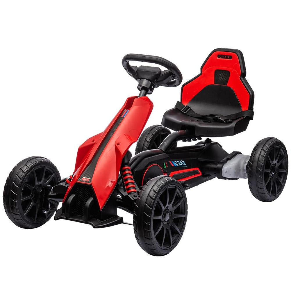 Garvee Ride - P Series: 12V Electric Go Kart for Kids,7Ah Battery Powered Car for Toddlers, Adjustable Seat, High/Low Variable Speeds,EVA Wheels, for 3-6 Years - Red