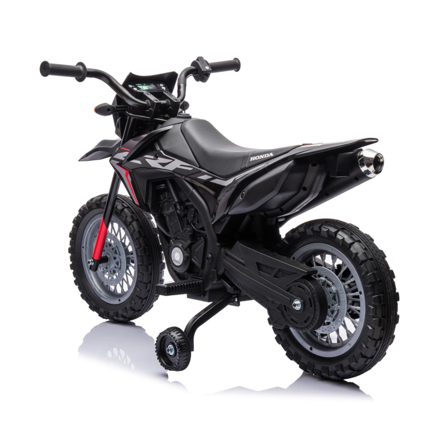 Garvee Ride - P Series: Kids Electric Ride on Motorcycle, Licensed Honda Battery Powered Motorbike Toy, with Training Wheels, Rechargeable Battery, Headlight, Engine Sounds, for Children Girls Boys - Black