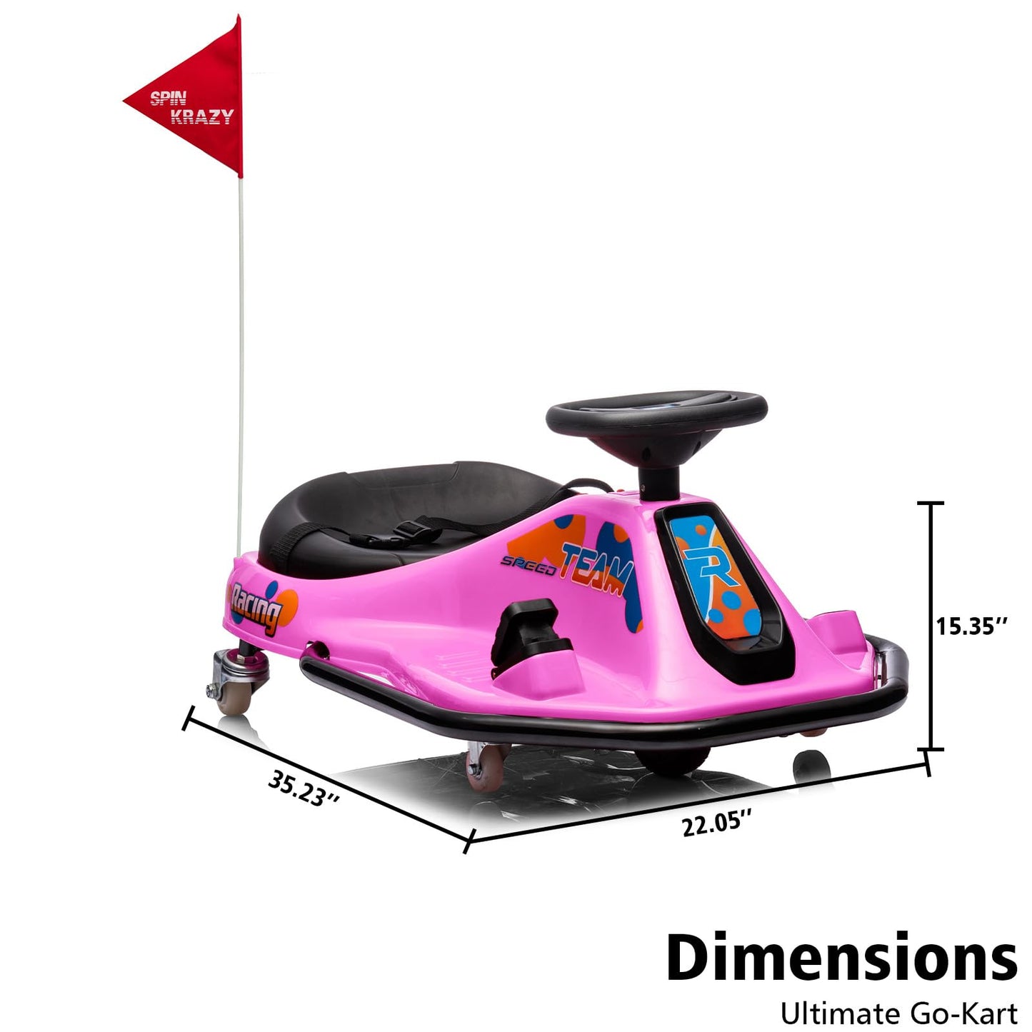 Garvee Ride - P Series: 360 Degrees Rotating Ride On Drift Car,Electric Drifting Go Kart,24V Ride On Race Car,Variable Speed for Kids,Simplified Drift System,Flashing Lights, Flag, Music - Pink