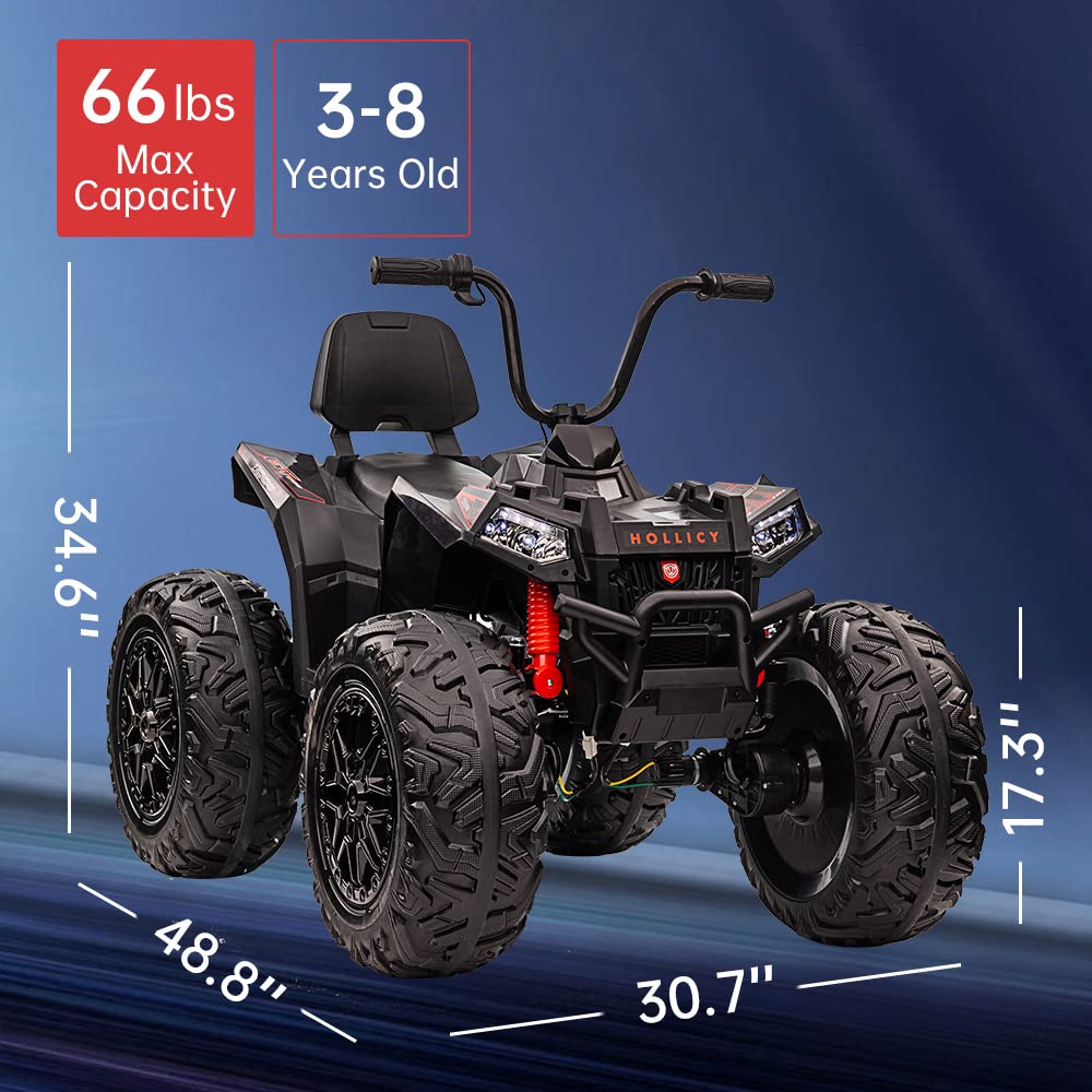 Garvee Ride - P Series: 24V Kids ATV, Ride on Car 4WD Quad Electric Vehicle, 4x80W Powerful Engine, with 7AHx2 Large Battery, Accelerator Handle, EVA Tire, Full Metal Suspension, LED Light, Bluetooth&Music - Blake