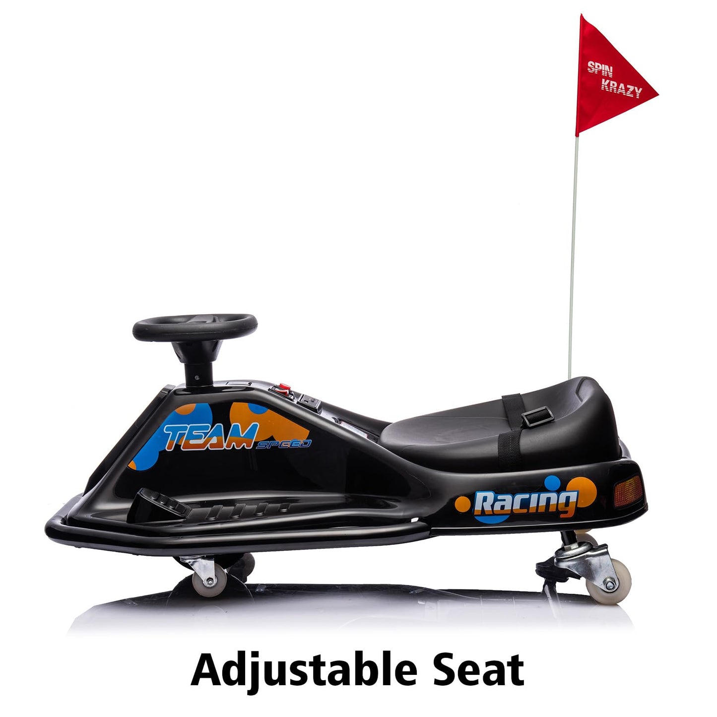 Garvee Ride - P Series: 360 Degrees Rotating Ride On Drift Car,Electric Drifting Go Kart,24V Ride On Race Car,Variable Speed for Kids,Simplified Drift System,Flashing Lights, Flag, Music - Black