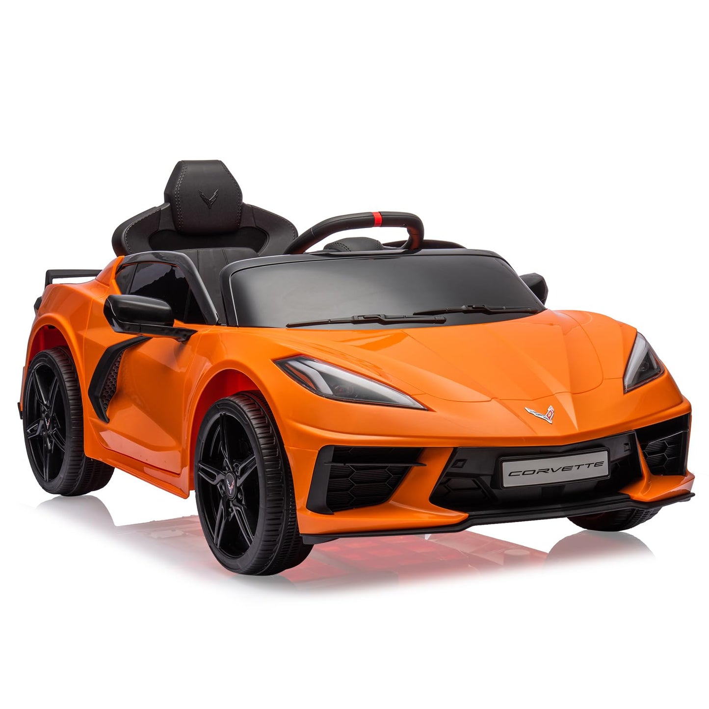 Garvee Ride - P Series: 12V Kids Ride on Car Licensed Corvette Battery Powered Car Toddles Electric Sports Car Toy with Remote Control, Visual Dashboard, LED Lights, Music, Gifts for Boys Girls, Orange