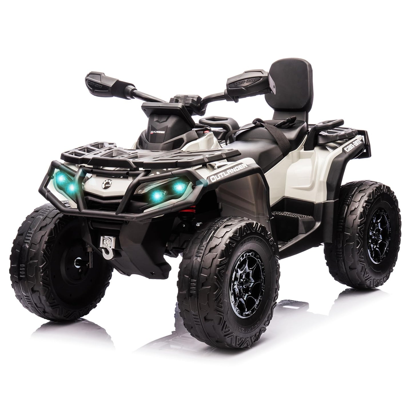 Garvee Ride - P Series: 12V Kids Ride On Electric ATV, 2 Leather Seater ATV Car for Kids,27V Kids Ride On Toys with LED Headlights, Bluetooth & Music, Adjusted Speeds 2-4 MPH, Ride On Toys for Kids 3-8,Gray