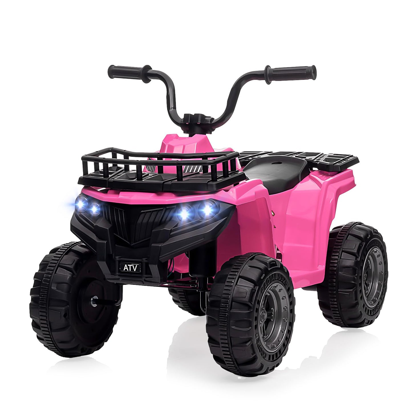 Garvee Ride - P Series: 12V Kids Ride On Electric ATV, Ride Car Toy with Bluetooth Audio,High/Low Speed, LED Headlights, Battery Indicator & Radio Orange - Pink