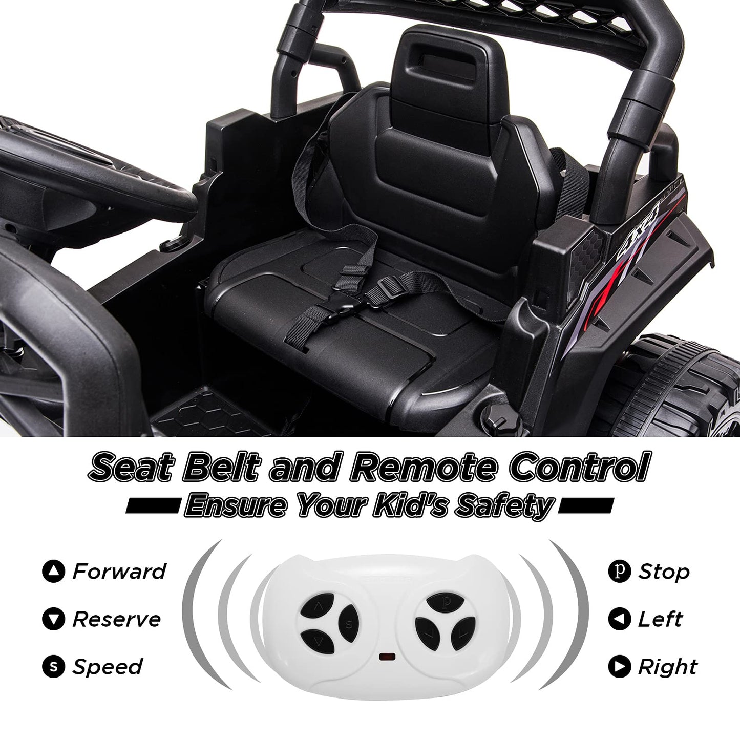 Garvee Ride - P Series: 12V Kids Car: Ride-On Truck, Remote, Suspension, LED, 1.8-3.7 MPH, MP3, Engine Sound, ASTM Certified, for 3-7 Years - White