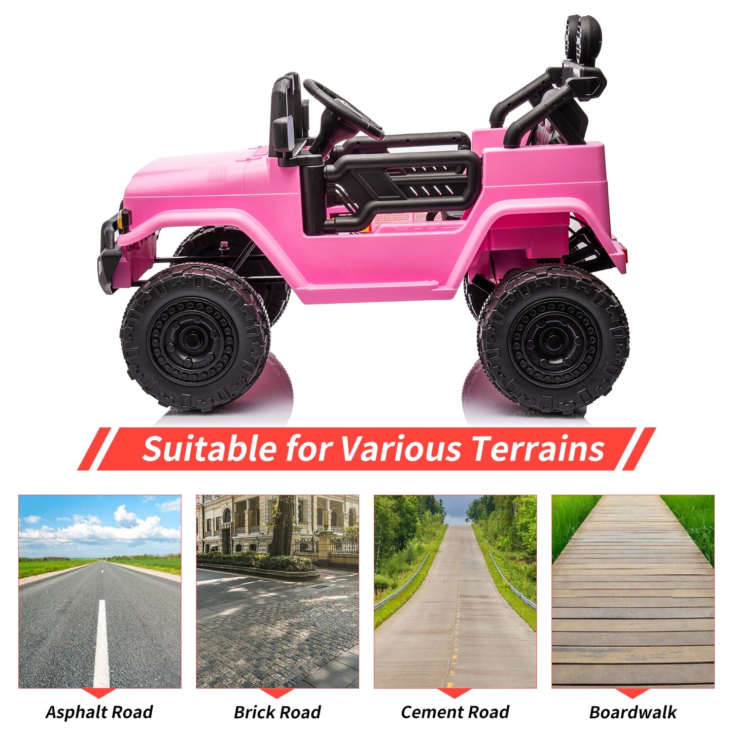 Garvee Ride - P Series: 12V Ride on Car for Kids, Licensed Toyota Ride on Truck, Battery Powered Electric Kids Car with Remote Control, Music, LED Lights, Suspension System, Double Doors, Safety Belt,Ride On Toy - Pink
