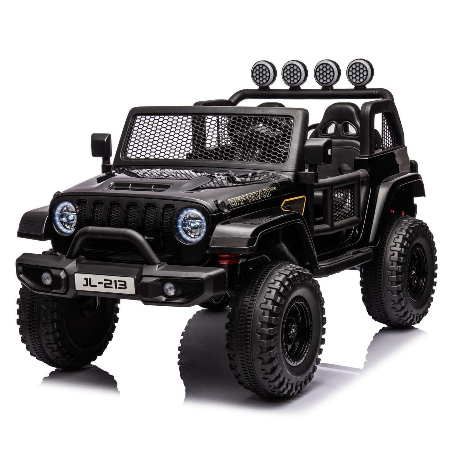 Garvee Ride - P Series: 24V 7AH Kids Ride on Truck Car 2 Seater Electric Vehicles for Toddles 2WD/4WD Switchable Battery Powered Cars with Remote Control, 4-Wheeler Suspension, LED Lights, MP3, Back Storage - Black