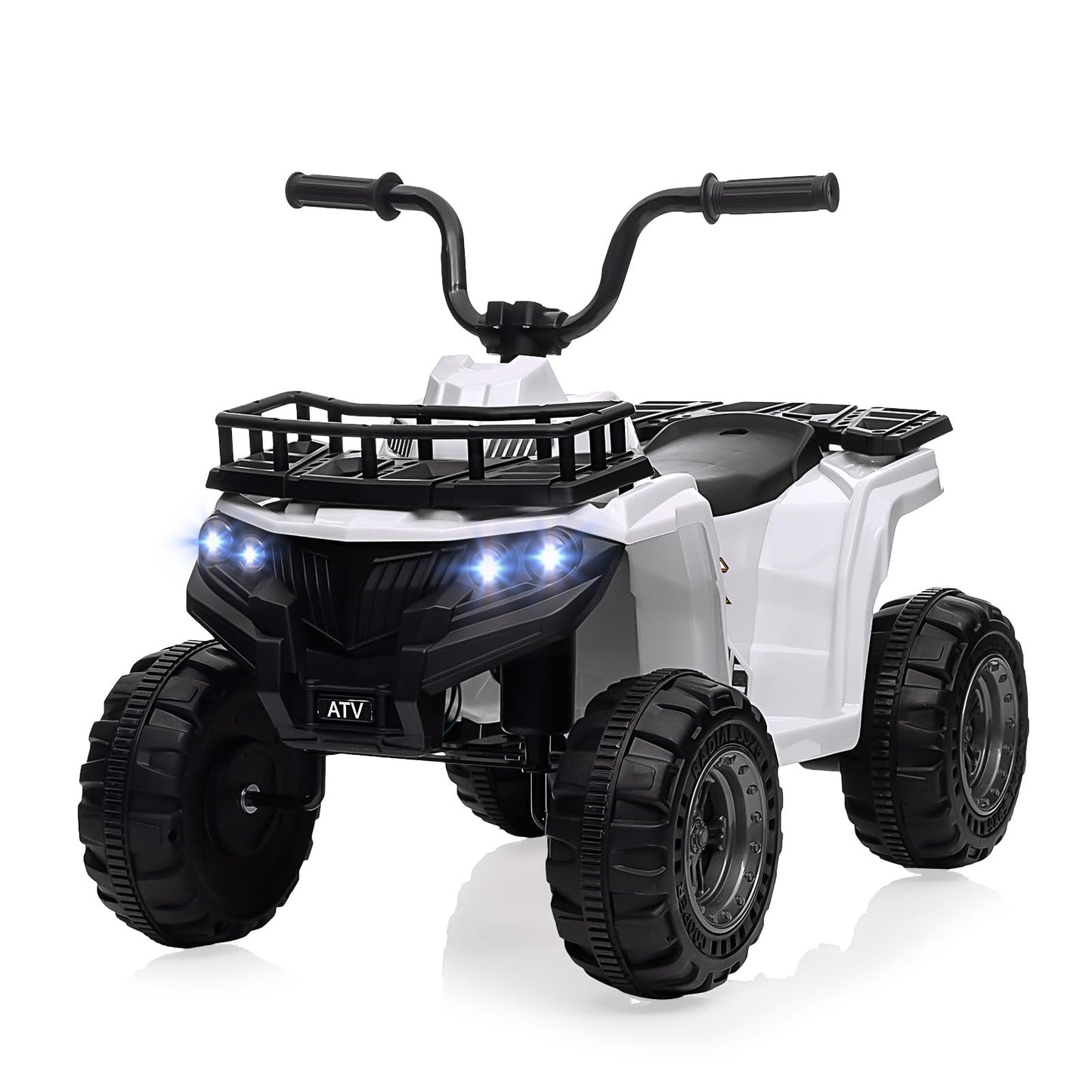Garvee Ride - P Series: 12V Kids Ride On Electric Quad ATV, Ride Car Toy with Bluetooth Audio,High/Low Speed, LED Headlights, Battery Indicator & Radio Orange - White