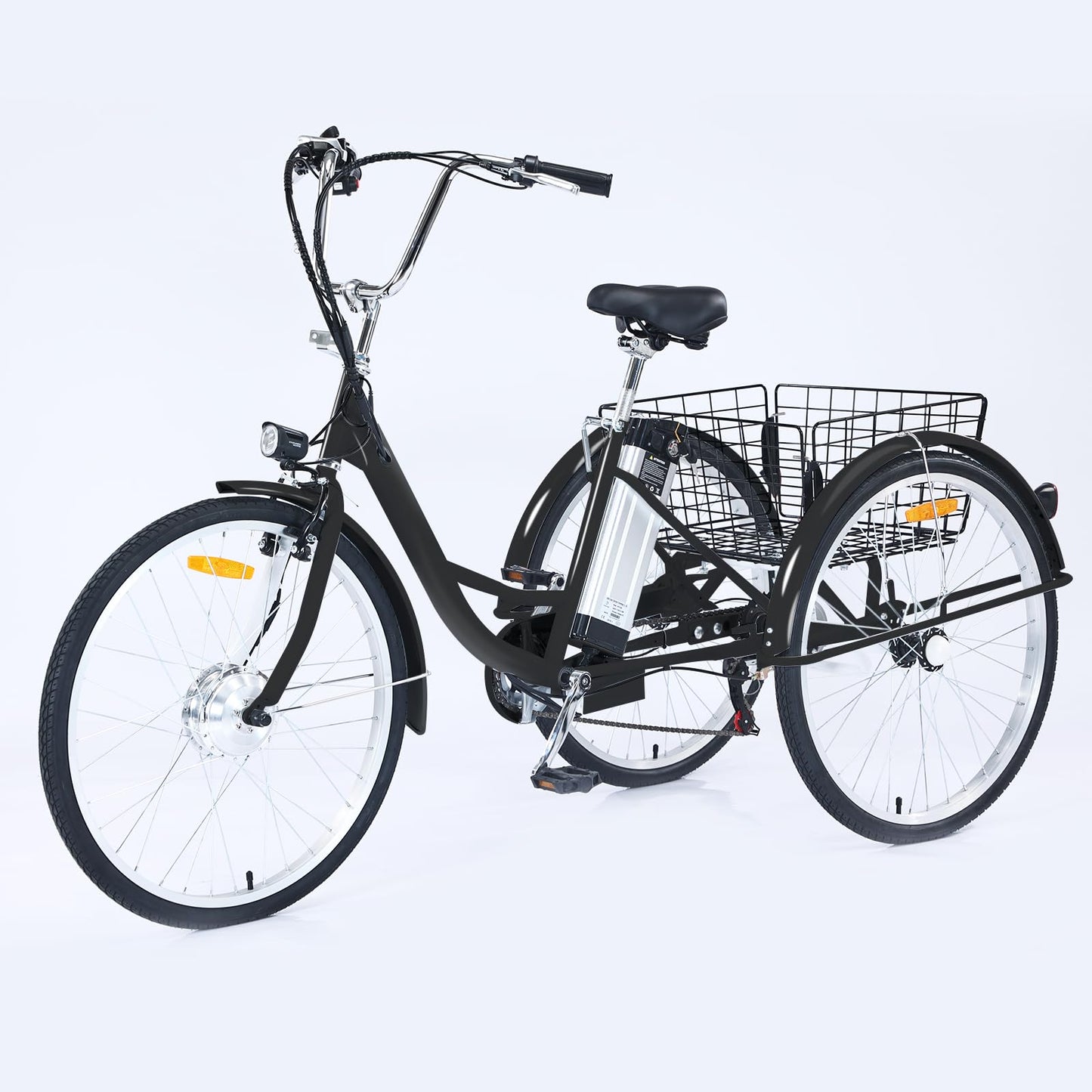 Garvee Adult Tricycle, 7 Speed Tricycle for Adults, 26 inch 3 Wheel Bikes for Adults with Baskets, Adult Tricycles for Women Seniors Men, Three Wheel Bike for Adults, 330 lb Black