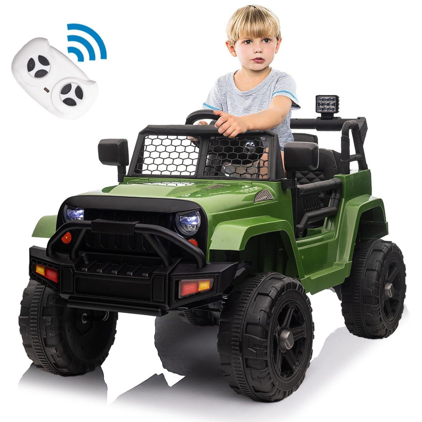 Garvee Ride - P Series: 12V Ride On Truck Car for kid : Remote Control, 3 Speeds, MP3 Music, Suspension, LED Lights,for 3+ Year Old - Green