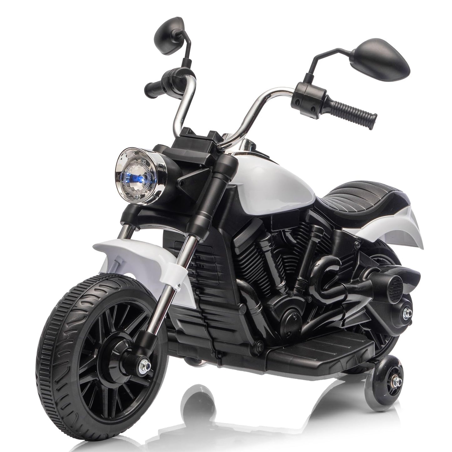 Garvee Ride - P Series: 12V Electric Motorcycle for Kids, 3-Wheel Ride-On Toy with Detachable Training Wheels, White, Toddler Outdoor Ride-On