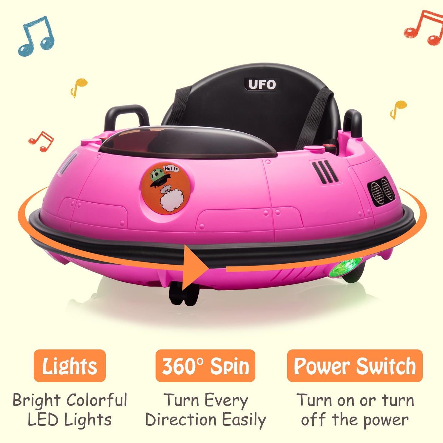 Garvee Ride B Series 12V Electric Ride on Bumper Car for Toddlers, Kids Bumper Car with Remote Control, LED Lights & 360 Degree Spin, Indoor and Outdoor for 18+ Months Kids - Pink
