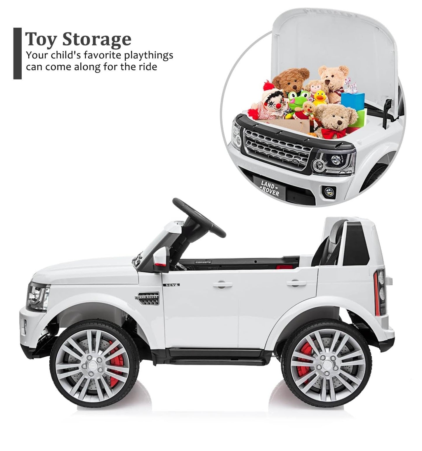 Garvee Ride - P Series: 12V Electric with Remote, Music Player, MP3, LED Lights, 4 Wheels, White