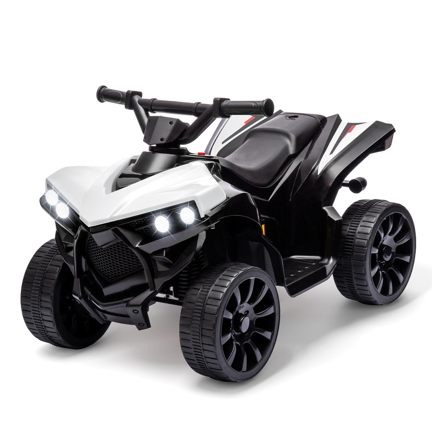 Garvee Ride - P Series: 6V Quad ATV for Kids Toddler 3+ years, Max 55lb Capacity, With LED, Music, Foot Pedal, Wear-Resistant Wheels, 1.9 MPH - White