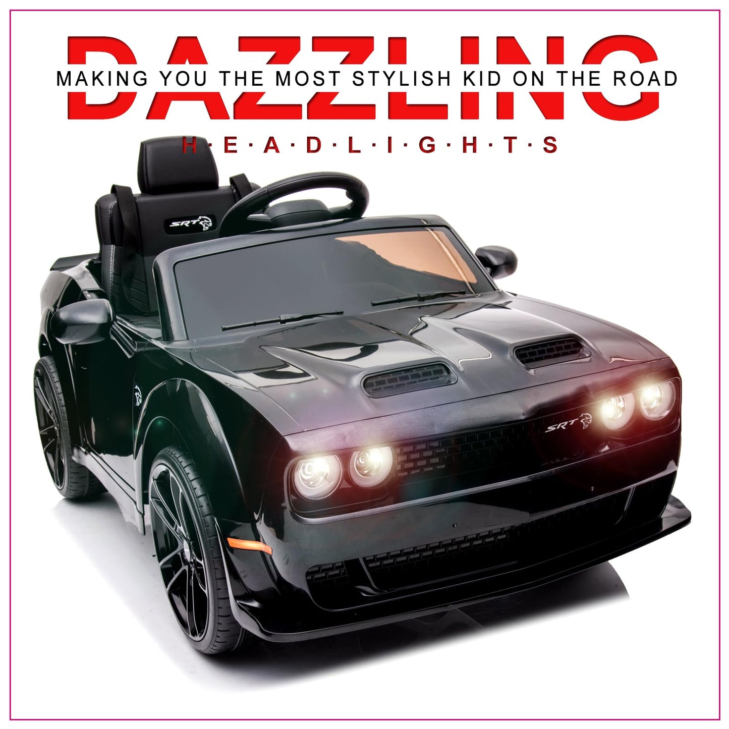 Garvee Ride - P Series: 12V Electric Vehicles Battery Powered with Remote Control, LED Lights, Bluetooth, MP3 for Boys Girls - Black