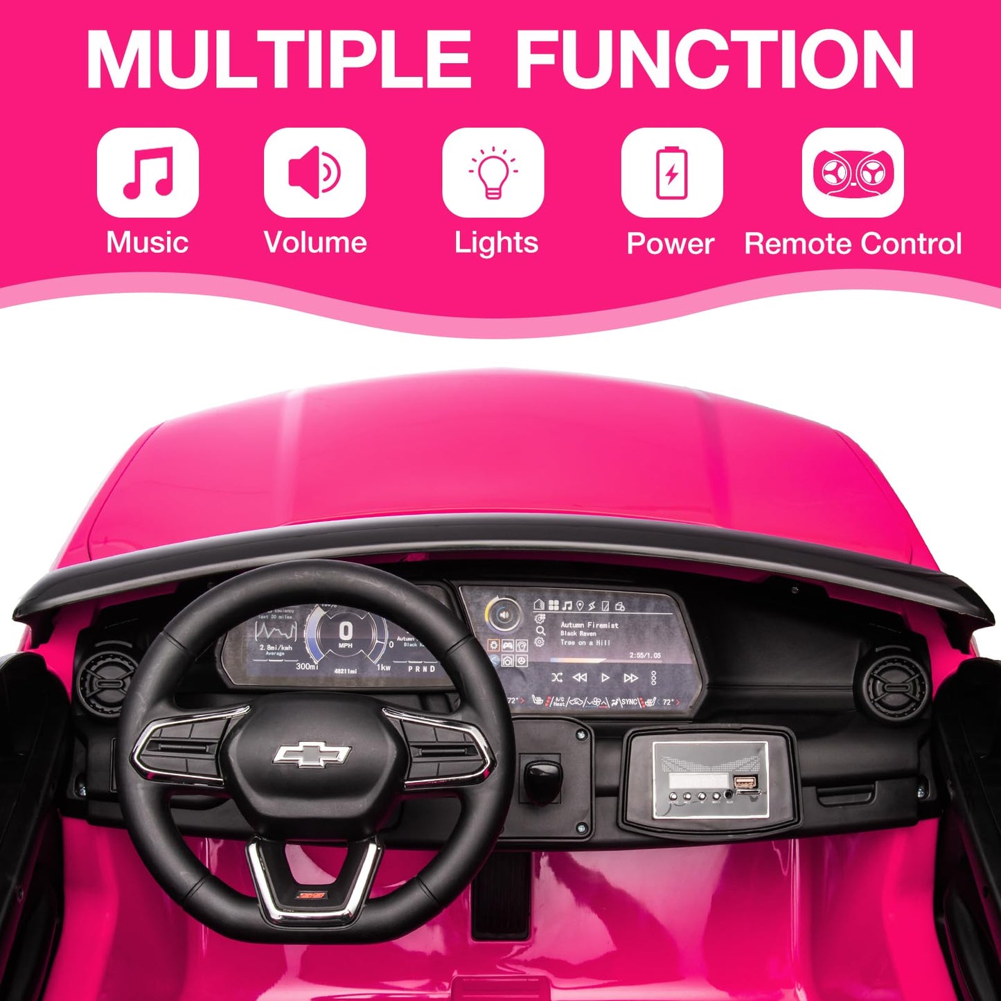 Garvee Ride - P Series: 24V 2-Seater Chevrolet Blazer Kids Car with Remote Control, Bluetooth - Pink