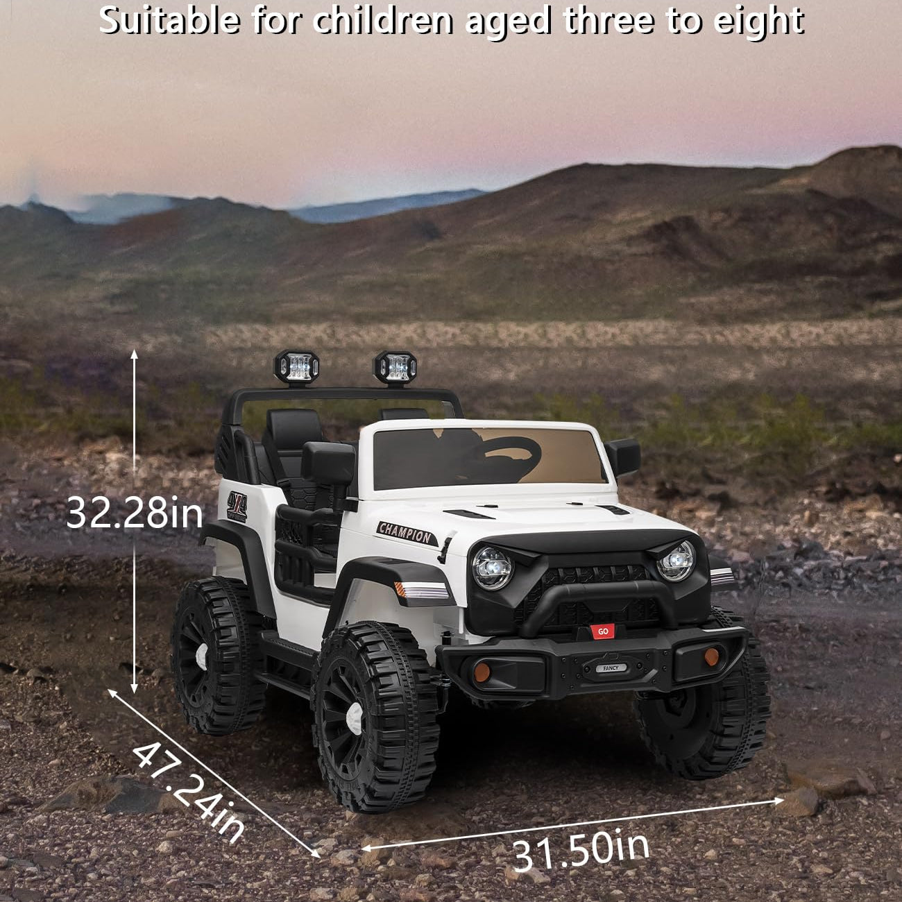 Garvee Ride - P Series: 24V Ride On Car 2 Seater For Kids Age 3+ , XL Electric Vehicles for Big Kids with 20" Wide Seat, 3 Speed, 2x200W Powerful Motor, Suspension, Bluetooth, Music,Power Wheels with Parent Control for Kids to Drive - White
