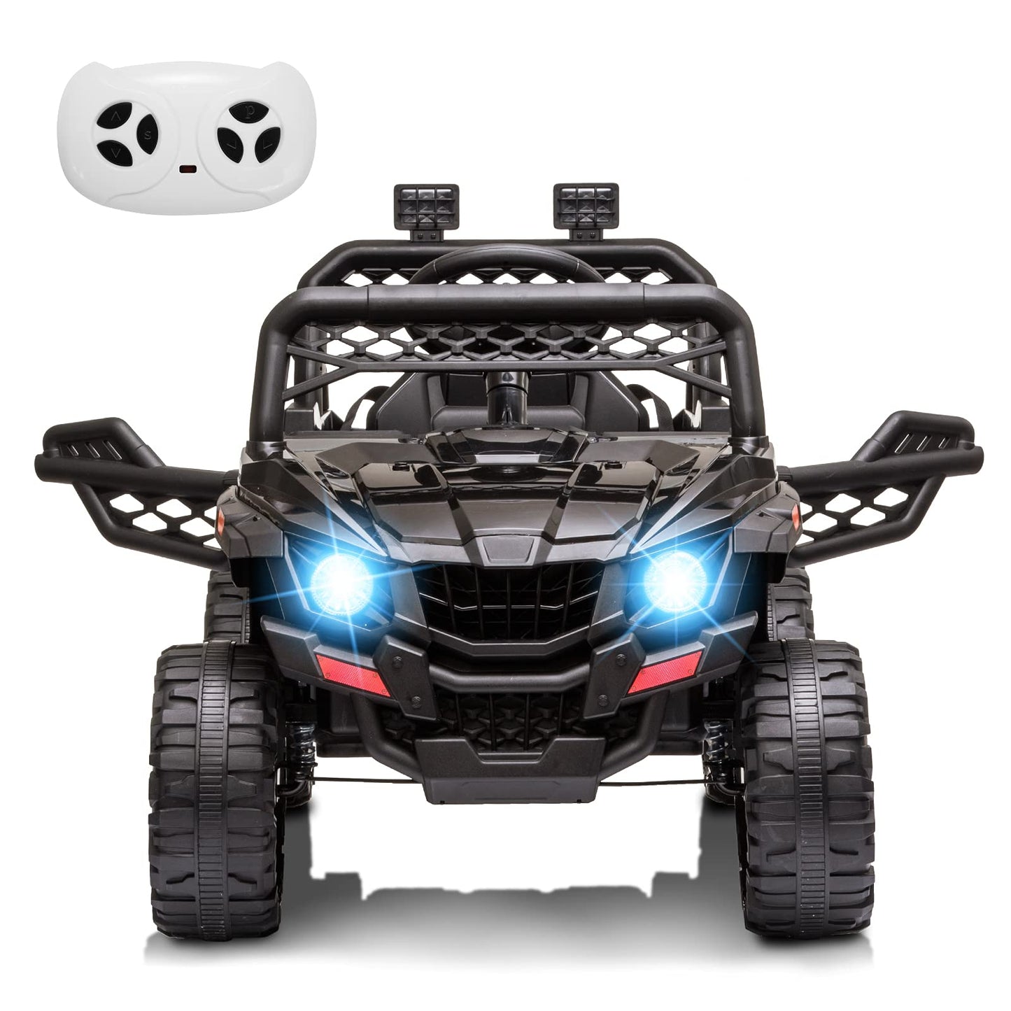 Garvee Ride - P Series: 12V Kids Ride On Car Truck w/Parent Remote Control, Spring Suspension, LED Lights, AUX Port, Music (Red-2,with Tent),jf-2