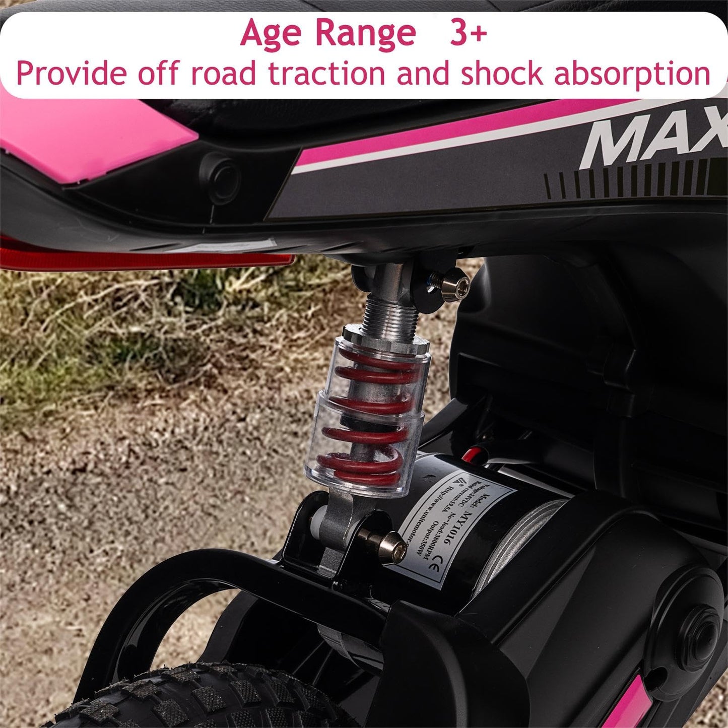 Garvee Ride - T Series: 24V-10A 350W Ride On Electric Dirt Bike For Kids Ages 13+, 14.29MPH, 3-Speed - Pink-9