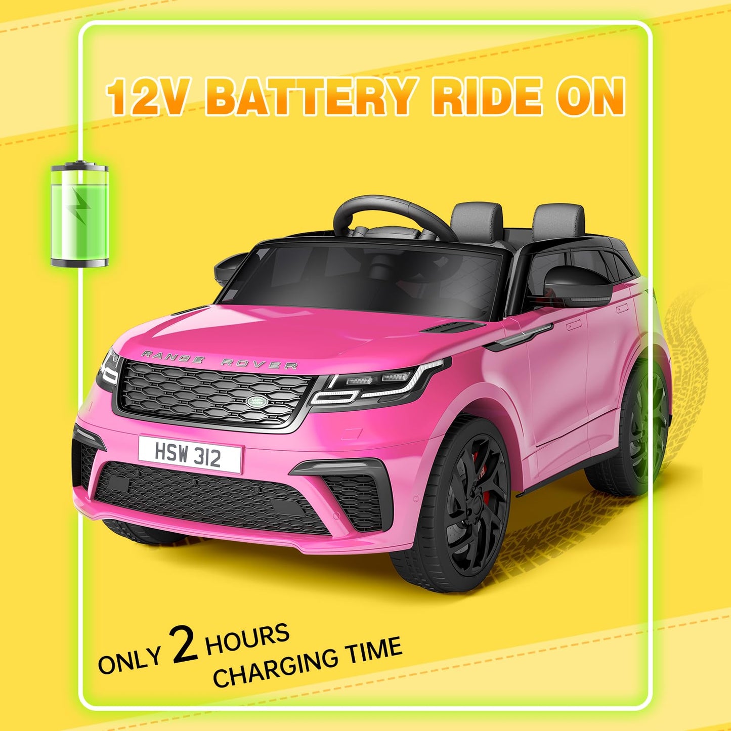 Garvee Ride - P Series: 3-8, 12V Licensed Land Rover Ride Electric Car for Kids with Parent Remote Control, MP3 Player, Rocking, Pull Rod - Pink