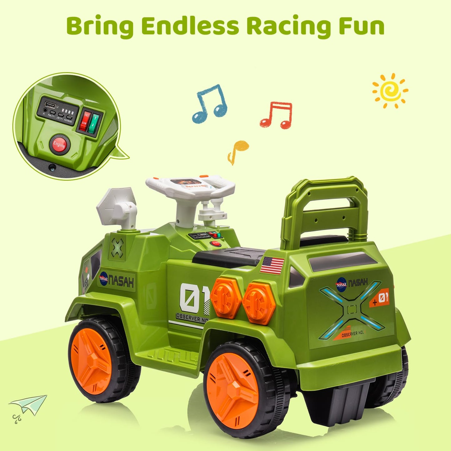 Garvee Ride - P Series: 6V Electric Toddlers Car, with Flash Lights, Music, Easy Control, for Indoor/Outdoor Use, Ride on Toy for Kids