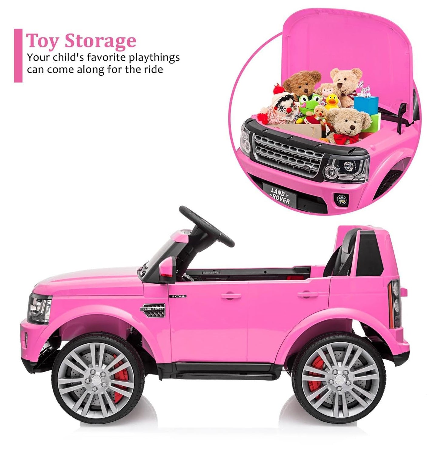 Garvee Ride - P Series: 12V, 4.5 MPH, Remote Control, Music Player, MP3, LED Lights, USB, FM Radio, Pink, Ages 3-8