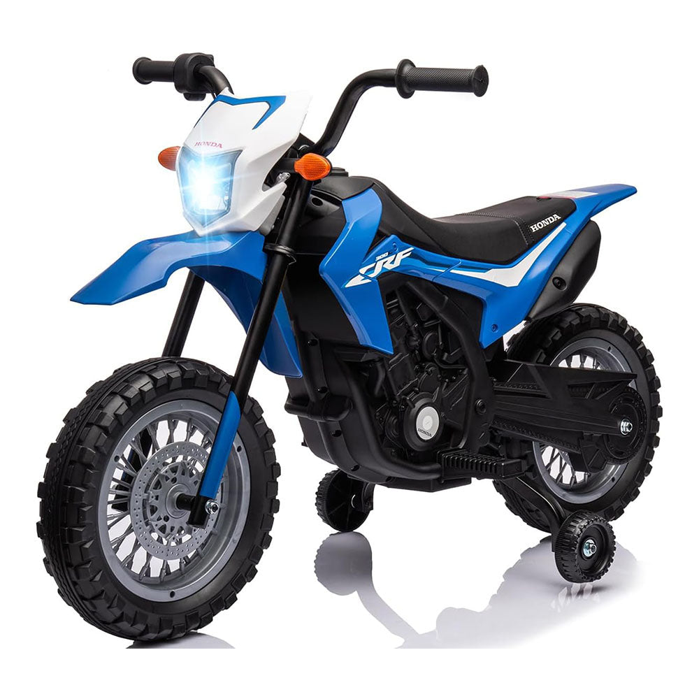 Garvee Ride - P Series: Kids Electric Ride on Motorcycle, Licensed Honda Battery Powered Motorbike Toy, with Training Wheels, Rechargeable Battery, Headlight, Engine Sounds, for Children Girls Boys - Blue