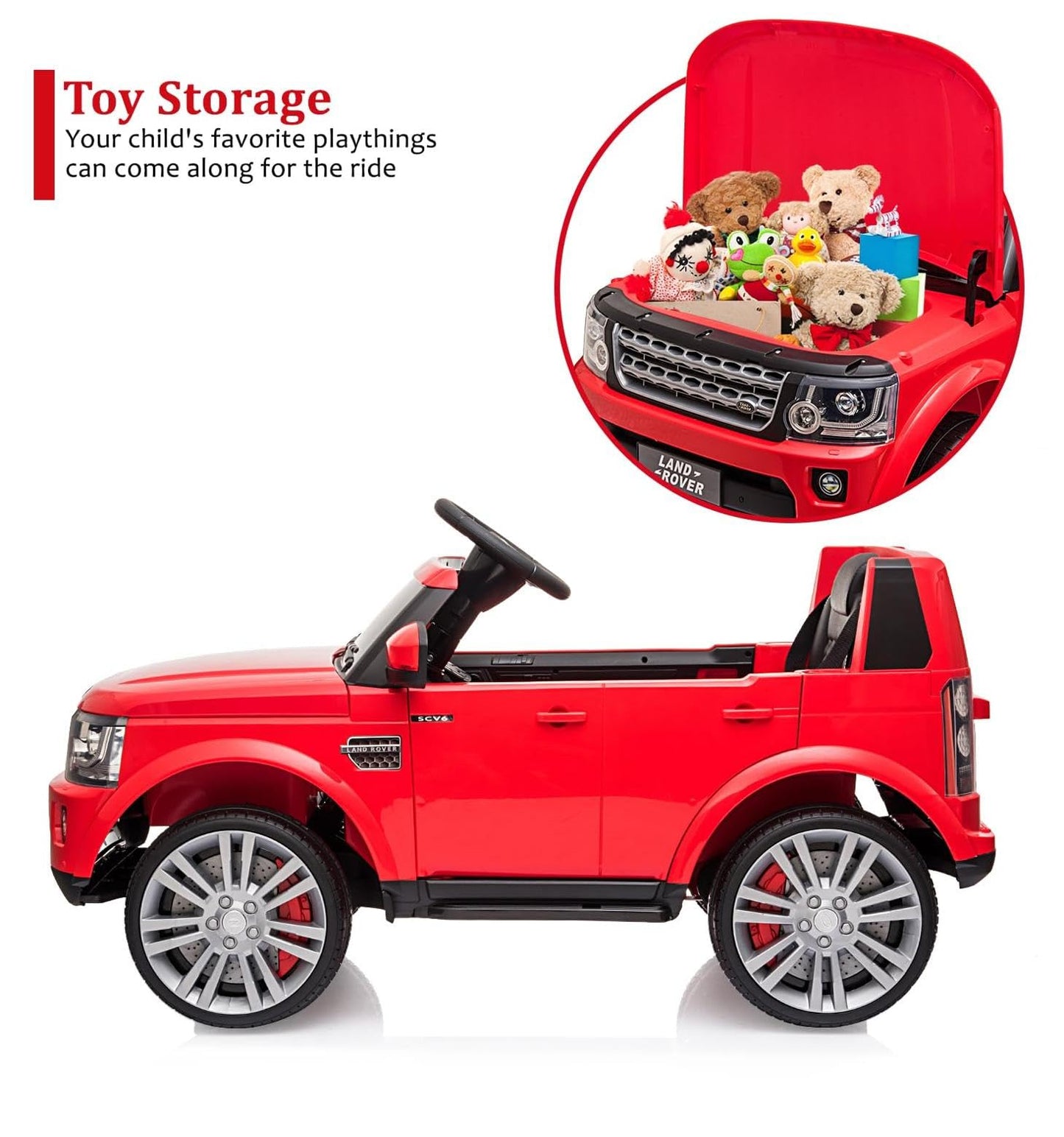 Garvee Ride - P Series: 12V Electric, Remote & Manual Control, Music & LED Lights, Safe Spring Suspension, Adjustable Seat, Red, Ages 3-8