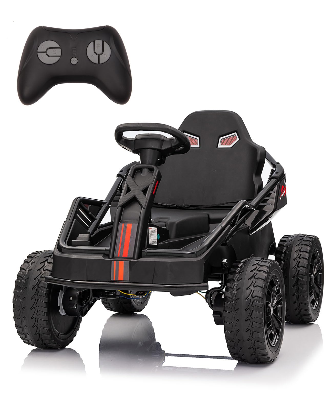 Garvee Ride - P Series: 24V Kids Electric Car with Parent Control, 200W 4x4 Ride On Toy for Big Kids, 4 Shock Absorbers, Metal Frame, 4 Wheeler ATV for Boys Girls Ages 3+, Black