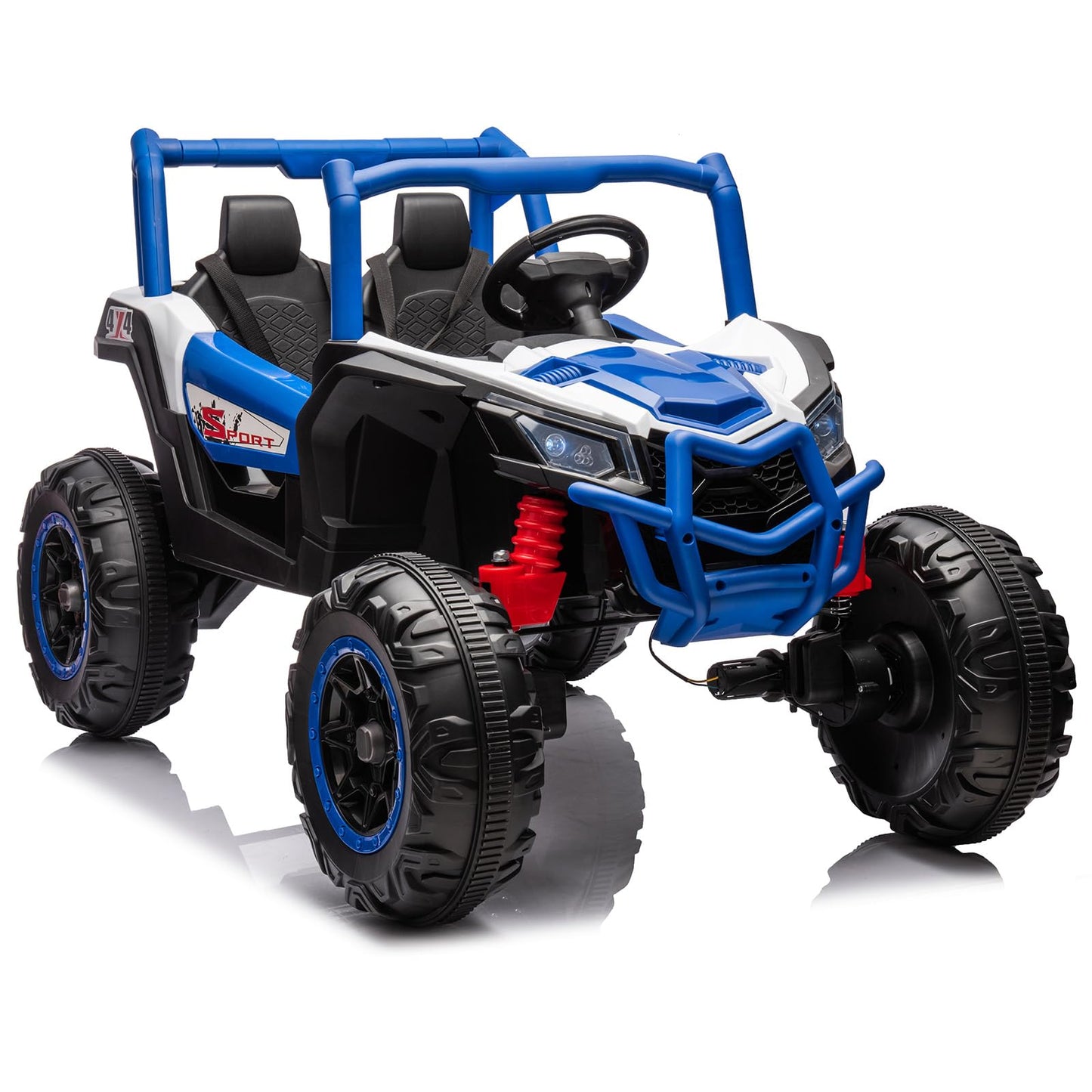 Garvee Ride - P Series: 24V 2-Seater Ride-On UTV, 4WD, Metal Frame, EVA Wheels, Remote Control, LED Lights, Spring Suspension, Outdoor Adventure Toy for Kids 3+ Blue