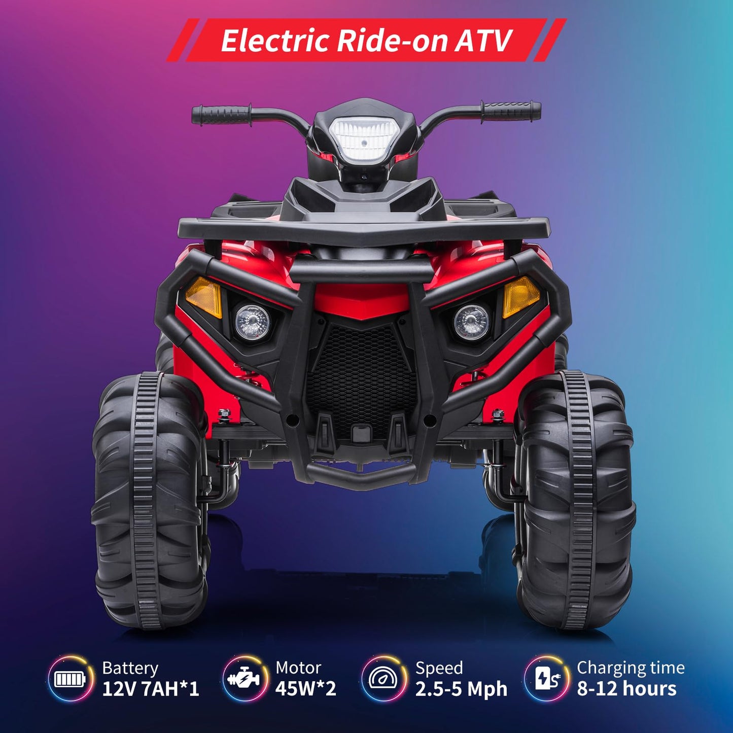 Garvee Ride - P Series: 4 Wheeler Electric Vehicle for Big Kids 2 Seater Battery Powered Ride On Toy Car with Spring Suspension, LED Lights, High & Low Speed, Music, USB, Soft Start for Toddlers, Red