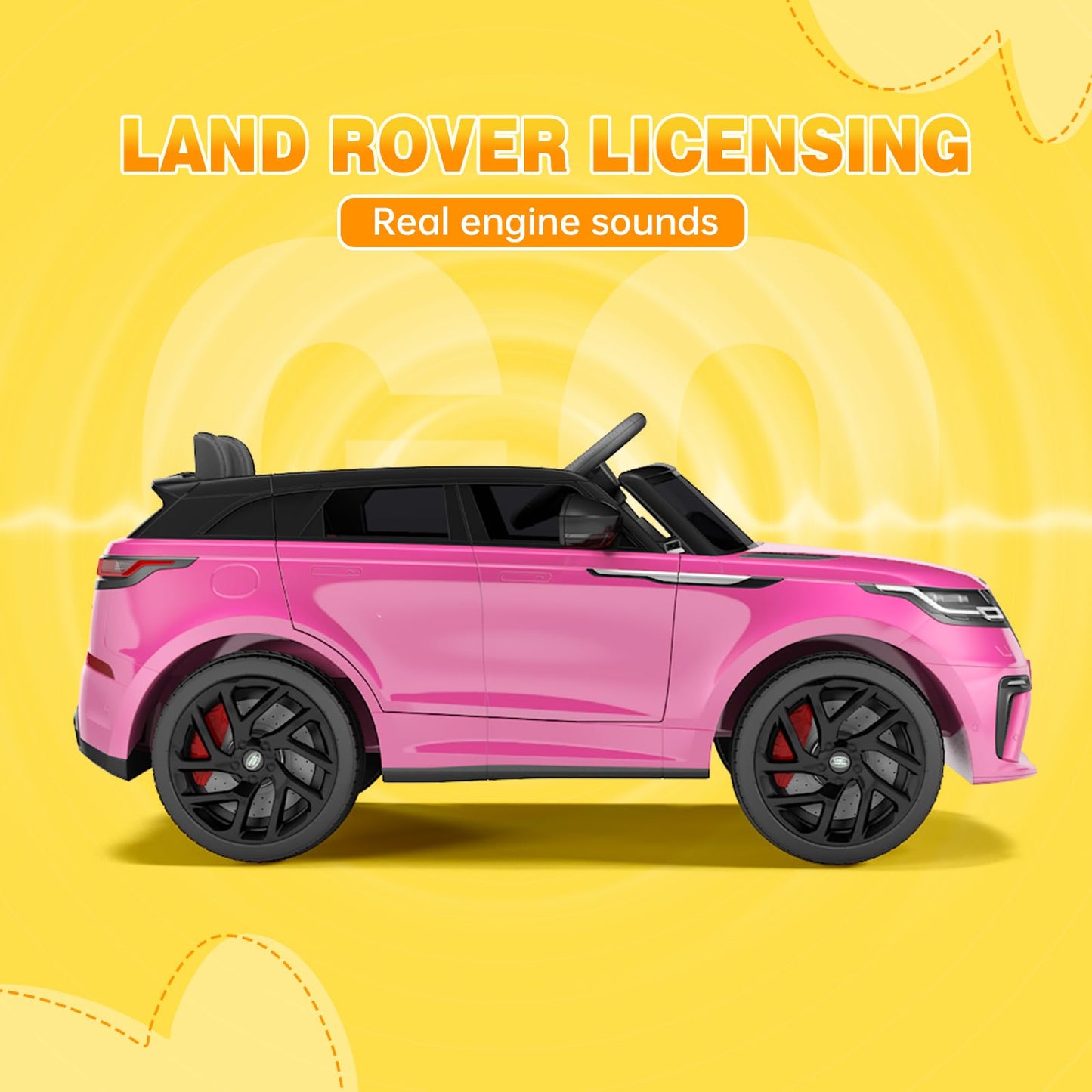 Garvee Ride - P Series: 3-8, 12V Licensed Land Rover Ride Electric Car for Kids with Parent Remote Control, MP3 Player, Rocking, Pull Rod - Pink